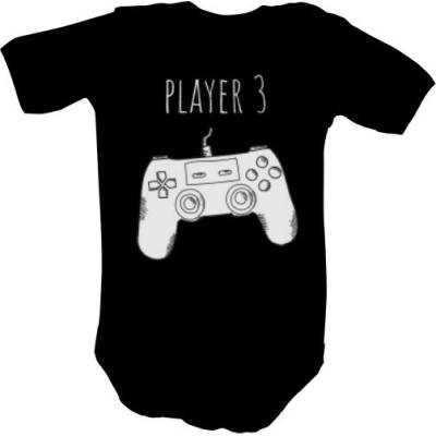 T shock Dětské body s potlačou player dětské Černá