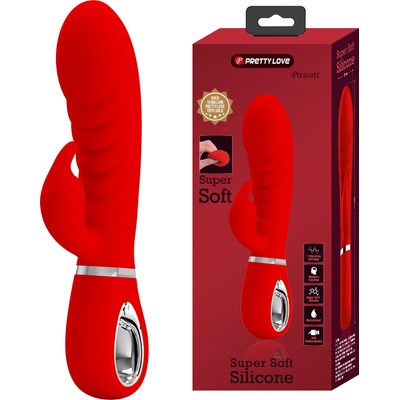 Pretty Love Prescott Red Super Soft Silicone Dual Vibrator Red