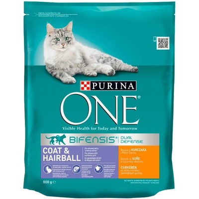 Purina ONE Coat & Hairball bohaté na kura a celozrnné obilniny 0,8 kg