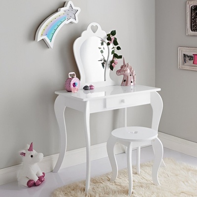 Shabby Chic PHO0403 Dětský toaletní stolek se zrcadlem a židličkou 108x71x39,5cm růžový – Zbozi.Blesk.cz