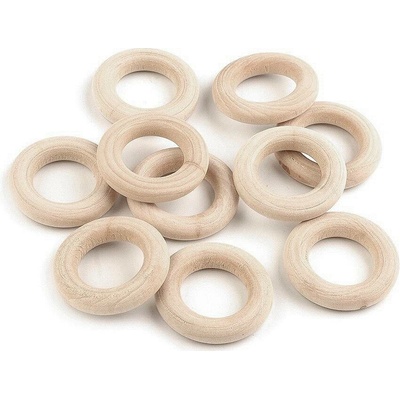 Dřevěný kroužek vnější Ø30 mm přírodní sv. 10 ks