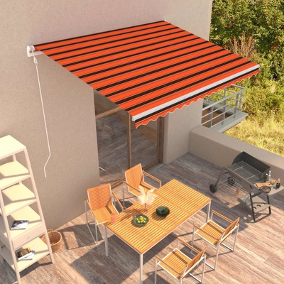 vidaXL Automatická zatahovací markýza 400 x 300 cm oranžovo-hnědá