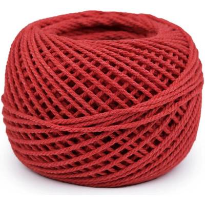 Bavlněná příze macrame / háčkovací 40 g rozčesávací - (7) červená