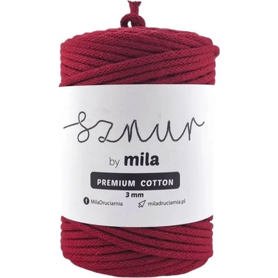MILA Bavlněná šňůra PREMIUM COTTON 3mm/100m - VÍNO/PC78