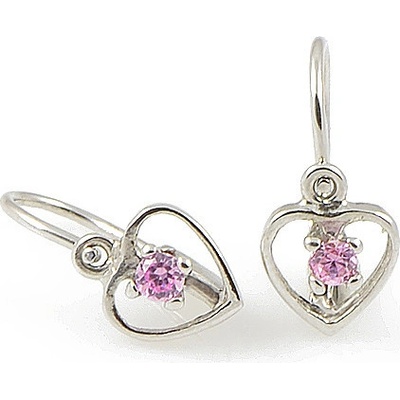 Zlatnictví Zlatíčko zlaté dětské náušnice srdíčka s růžovým kamínkem 030.00002 – Hledejceny.cz