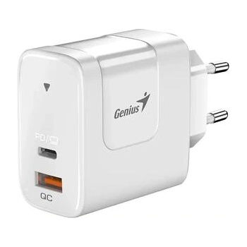 Genius PD-65AC - бяло GaN универсално зарядно, 65W, USB-C и USB-A портове (GENIUS-PD-65AC)