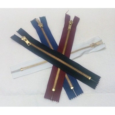 Zip mosazný riflový 14 cm