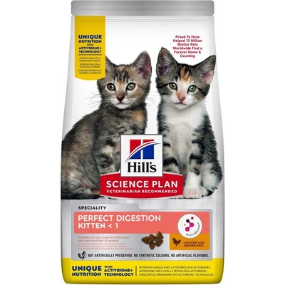 Hill's Science Plan Perfect Digestion pre mačiatka s kuracím a hnedou ryžou 7 kg