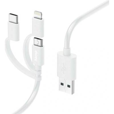 Hama 002015 USB USB 2.0 USB-A zástrčka USB-C ® zástrčka Apple Lightning konektor USB Micro-A zástrčka 1m bílý