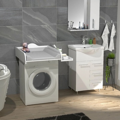 VCM Přebalovací pult „Malira L“ pro pračku a sušičku, bílý – Zbozi.Blesk.cz