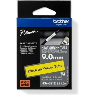 Popisovací smršťovací bužírka Brother P-touch HSe-621E žlutá/černá 9mm 1,5m