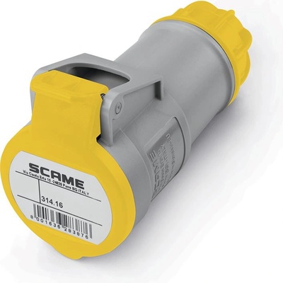 SCAME Промишлен контакт подвижен жълт 2P+Е 16A 4h IP44 серия XENIA - 314.1640 (314.1640)