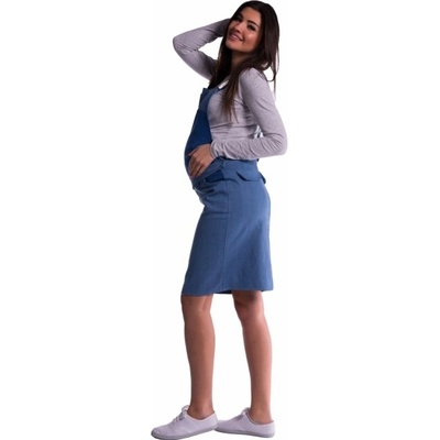 Be MaaMaa tehotenské šaty sukne s trakmi modré