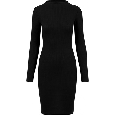 šaty URBAN CLASSICS Ladies Rib Dress čierne
