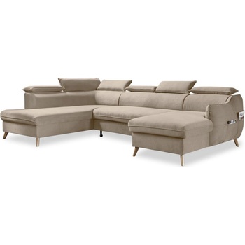 Miuform Бежов кадифен ъглов разтегателен диван във формата "U" (ляв ъгъл) Sweet Harmony - Miuform (836MO232)