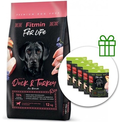 Fitmin dog For Life Duck & Turkey 12 kg + 5x Fitmin For Life Rings БЕЗПЛАТНО