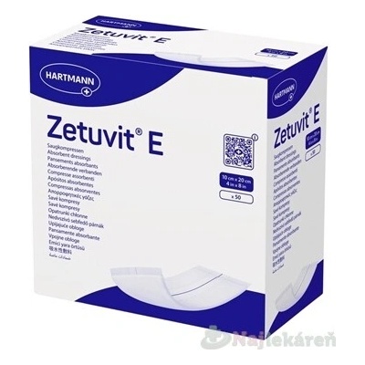 ZETUVIT E nesterilný nasiakavý kompres 10 x 20 cm 50 ks