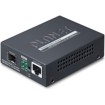 PLANET GT-915A 1-Port 10/100/1000T + 1-Port 100/1000X SFP Managed Media Converter (IPv4/IPv6 Dual stack management, supports TLSv1.2/SSHv2/SNMPv3 Cybersecurity features, TS-1000/802.3ah OAM, LFP, 802 (GT-915A)