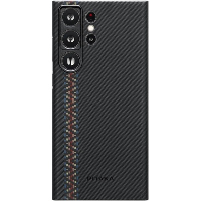 PITAKA MagEZ 3 600D Fusion Weaving Rhapsody Aramid Fiber MagSafe Case - кевларен кейс с MagSafe за Samsung Galaxys S23 Ultra (черен-сив)