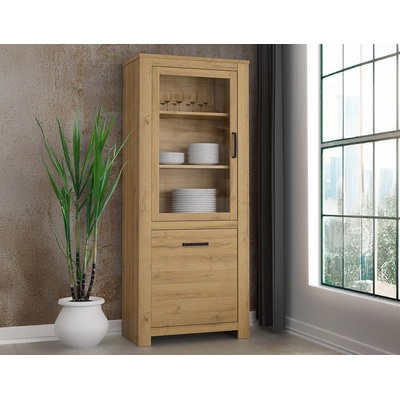 Forte Витрина ten със стъклена врата 77 см, Античен дъб (hvnv711l-d67)