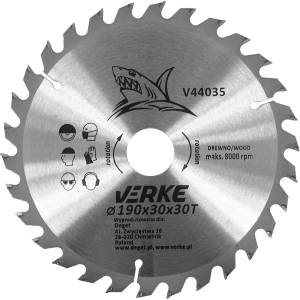 VERKE Режещ диск с твърдосплавни пластини 190x30мм 30T 66342 (V44035)