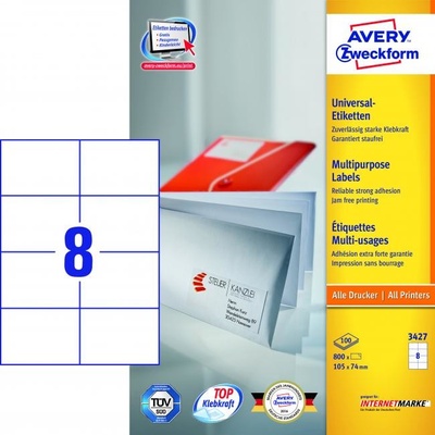 AVERY Zweckform univerzálne etikety, 105 x 74 mm - biele