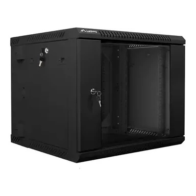 Lanberg Комуникационен шкаф, Lanberg rack cabinet 19" double-section wall-mount 9U / 600x600 for self-assembly (flat pack), black (WF02-6609-10B)