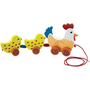Viga Toys Дървена играчка за дърпане Viga - Кокошка с пиленца (50078)