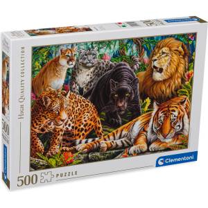 Clementoni Пъзел Clementoni от 500 части - Диви котки (35126)