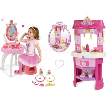 Smoby 24023-1 set kuchynka Disney Princezné s hodinami a kozmetický stolík so stoličkou