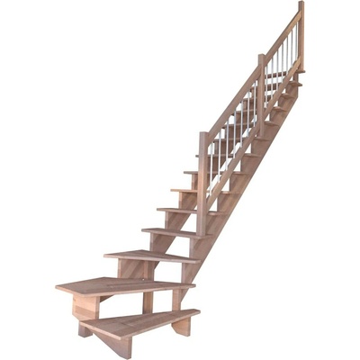 StarWood Schody Lindos Pro bukové pravé 80cm otevřené dřev. nerez. zábradlí