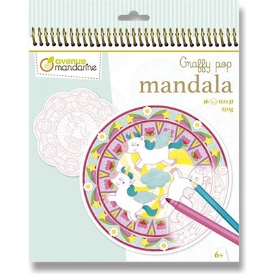 Omaľovánka mandala Mandarine jednorožec