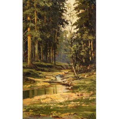 Obrazy - Shishkin, Ivan: Lesní potok - reprodukce obrazu