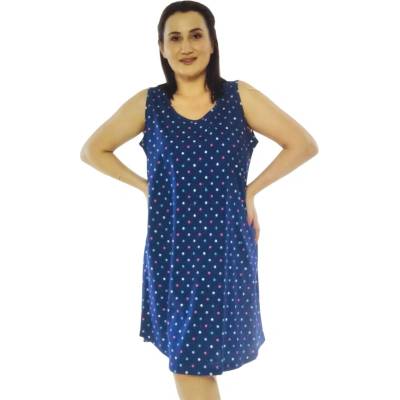 Макси тъмносиня нощница с цветни точици