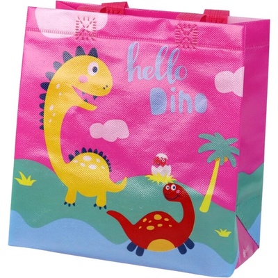 Darčeková taška dinosaurus ružová 23 × 21,5 × 11 cm