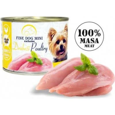 Fine Dog MINI Exclusive drůbeží 100% masa 6 x 200 g