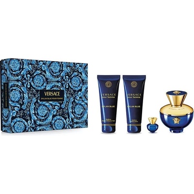 Versace Dylan Blue Подаръчен комплект за жени Размер EDP 100 ml + EDP 5 ml + 100 ml душ гел + 100 ml лосион за тяло