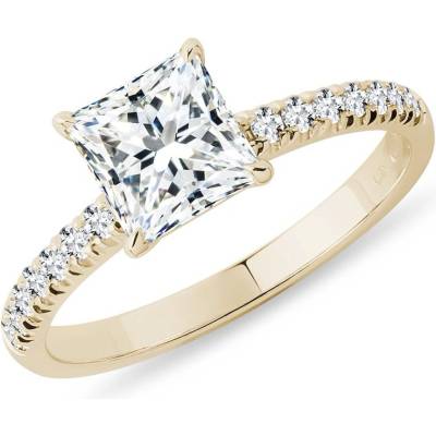 Klenota Zlatý prsteň s LG diamantom princess a briliantmi R0873753