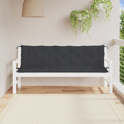 vidaXL Възглавници за градински пейки 2 бр черно 180x50x7 см плат (361723)