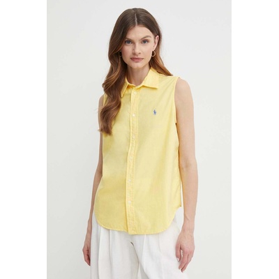 Ralph Lauren Памучна риза Polo Ralph Lauren дамска в жълто със стандартна кройка с класическа яка 211906512 (211906512)