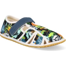 Jonap Barefoot dětské přezůvky Home Dino zelené