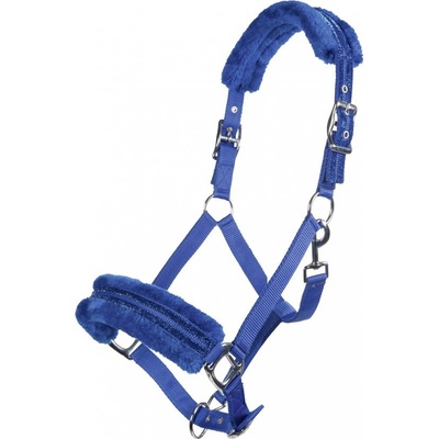 HKM Ohlávka Glitter s fleece podložením Modrá – Zboží Mobilmania