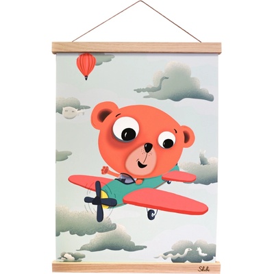 Art print plagát Skibi A3 - Skibi pilotom - dubová lišta uni