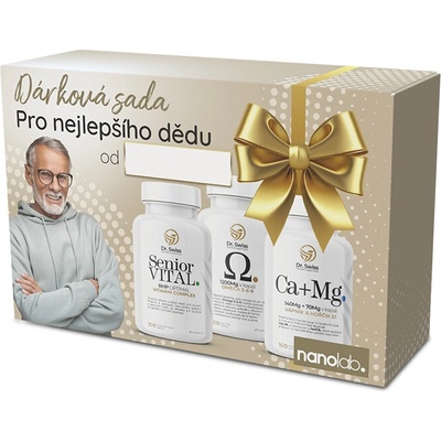 Dr. Swiss DARČEKOVÁ SADA Vitamíny pre Dedka Senior VITAL 100 kapsúl + Omega 3-6-9 100 kapsúl + Horčík + Vápnik 100 kapsúl