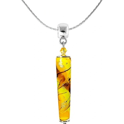Lampglas Fascinujúci náhrdelník autumn love s 24-karátovým zlatom v perle NKR9