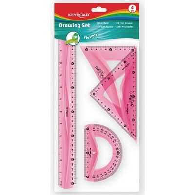 Keyroad rysovacia súprava pravítiek ohybná, mix farieb, sada 4 ks KR971105