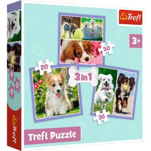 Trefl Пъзел Trefl 3 в 1 - Прекрасни кученца (34854) - ozone