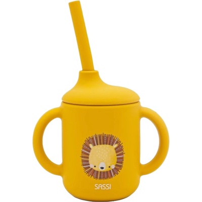 Sassi Силиконова чаша със сламка Sassi - Chompy The Lion, оранжева (SSSI0788)