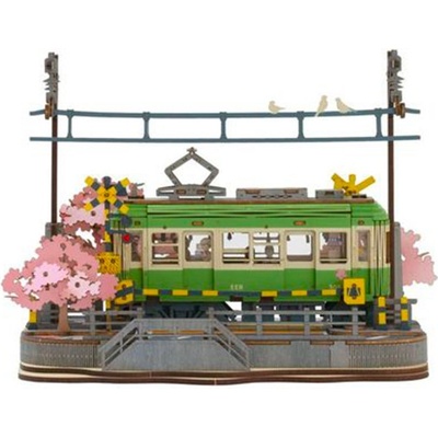 ROBOTIME Rolife DIY Svítící 3D dřevěné puzzle Stanice se sakurami 223 ks