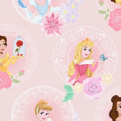 Graham & Brown 108593 Dětská papírová tapeta Disney Princezny Pastel Princess Kids@Home 6 rozměry 0,52 x 10 m